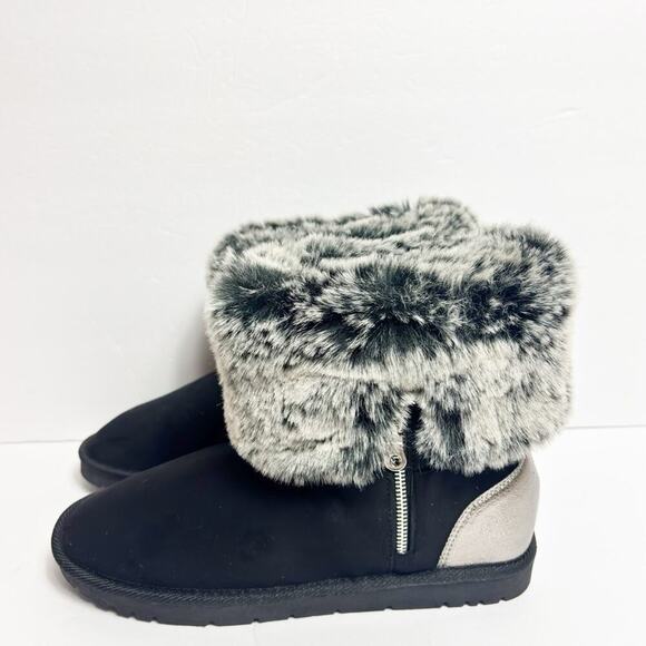 MY SOFT BLACK SILVER BLACK FUZZY WOMEN ZIPPER BOOTS SIZE 7 NEW WITH TAGS - Picture 3 of 6